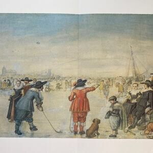 Avercamp, Kolf on the Ice, Drawing, Print, Bookplate, Classic Art~ 240623-WH 595